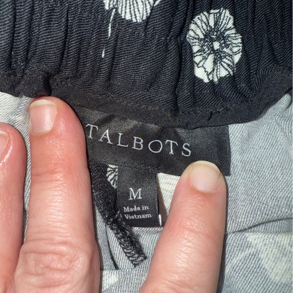 Talbots Wide Leg Pull On Pants Drawstring Size Medium Deco Flowers Mid Rise - Picture 11 of 12